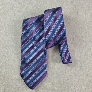 Brioni Ties Mens 58X3.5 Purple Striped Silk Designer Italy